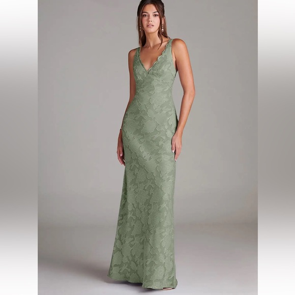 Azazie Dresses & Skirts - Azazie Agave Floral Burnout - Maxi Dress
